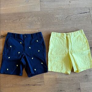 Janie & Jack Boys Navy and Lemon Embroidered Shorts